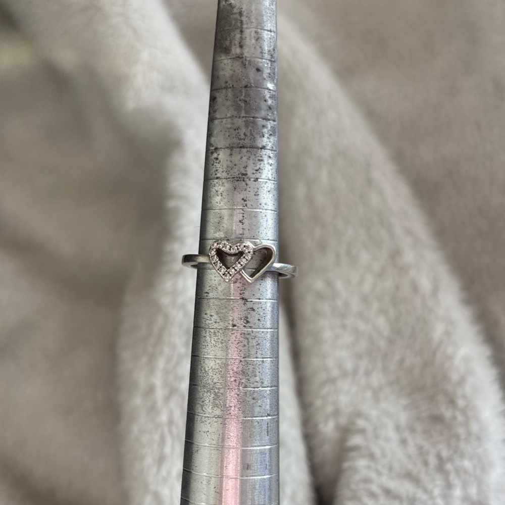 Chic Silver Double Heart Ring - image 1